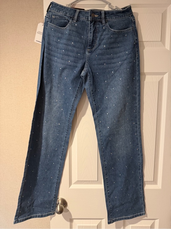 Express Denim - Express women’s Light Blue Straight Embellished Jean.